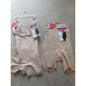Cupid Extra Firm Control Shapewear Set Tummy Tuck Bodysuit Thigh Slimmer Beige M